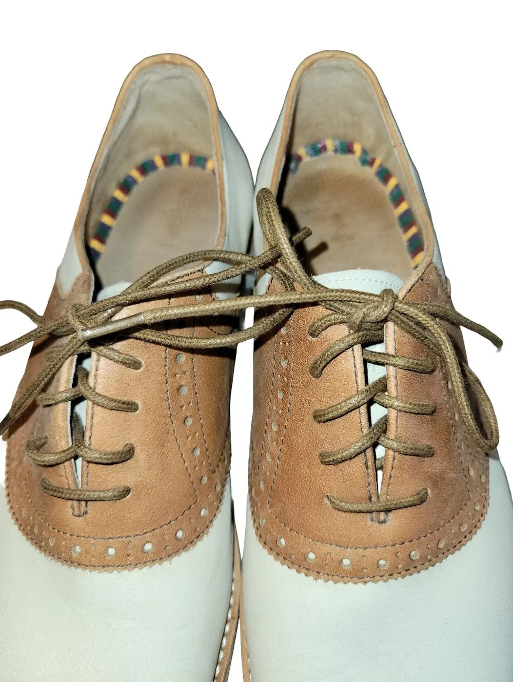 Polo Ralph Lauren Two-Tone Leather Saddle Shoes Men's Size 10.5 Classic Oxford